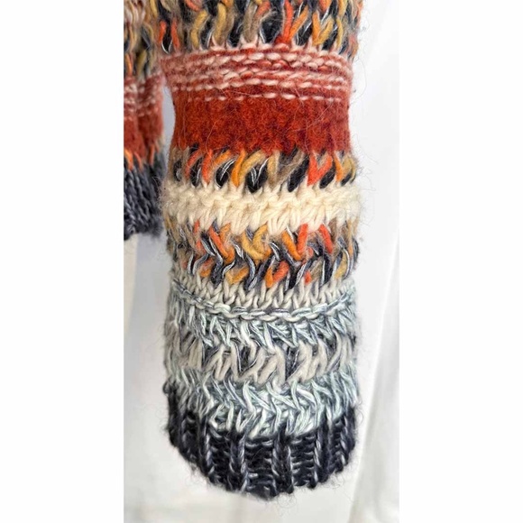 anthropologie KNITTED & KNOTTED Michela Cardigan Intarsia Knit Open Front SMALL - Picture 6 of 10